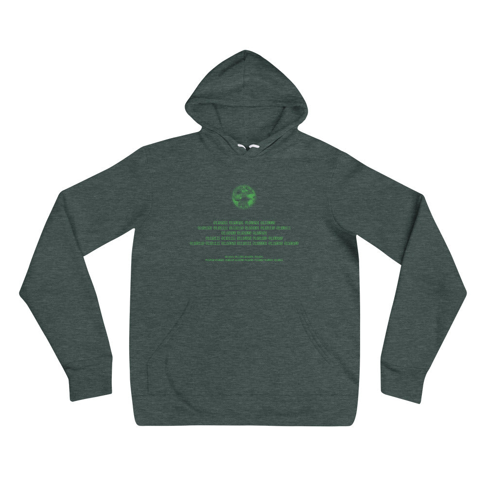 Binary Instructions To Keep Moving The World Forward With Vitruvian Earth In Green on Unisex Premium Fleece Hoodie