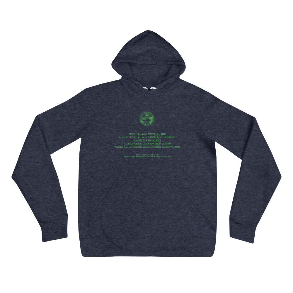 Binary Instructions To Keep Moving The World Forward With Vitruvian Earth In Green on Unisex Premium Fleece Hoodie