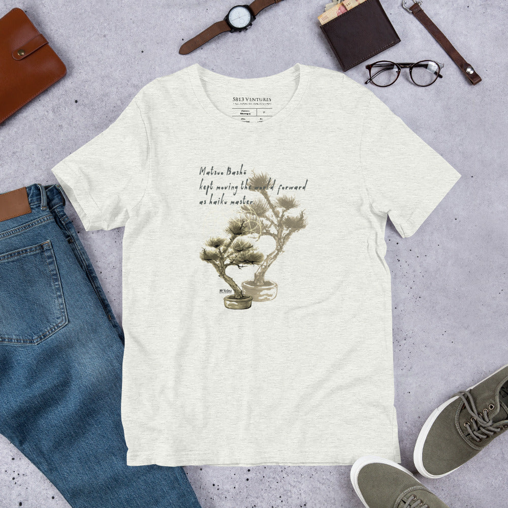 Matsuo Basho Haiku With Bonsai on Unisex Premium T-Shirt