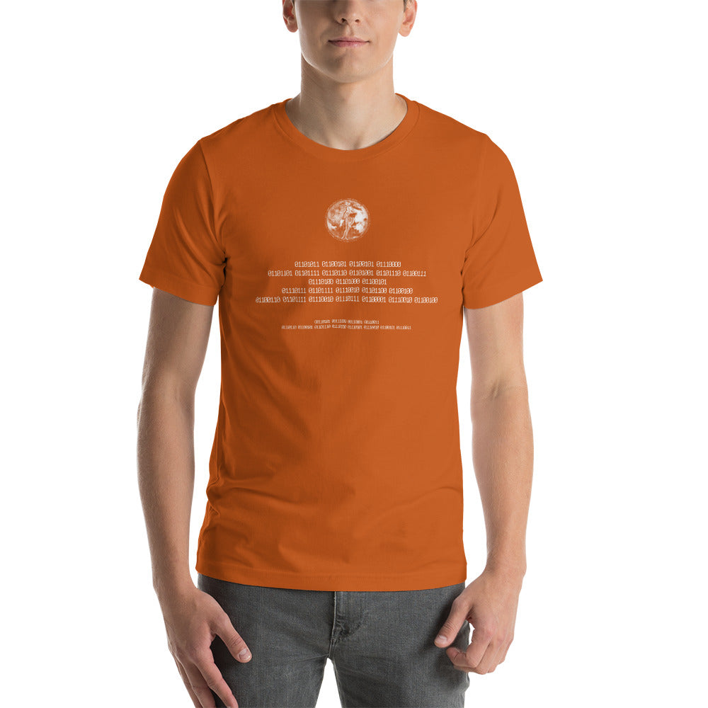 Binary Instructions To Keep Moving The World Forward With Venusian Earth In White on Unisex Premium T-Shirt - L-XL