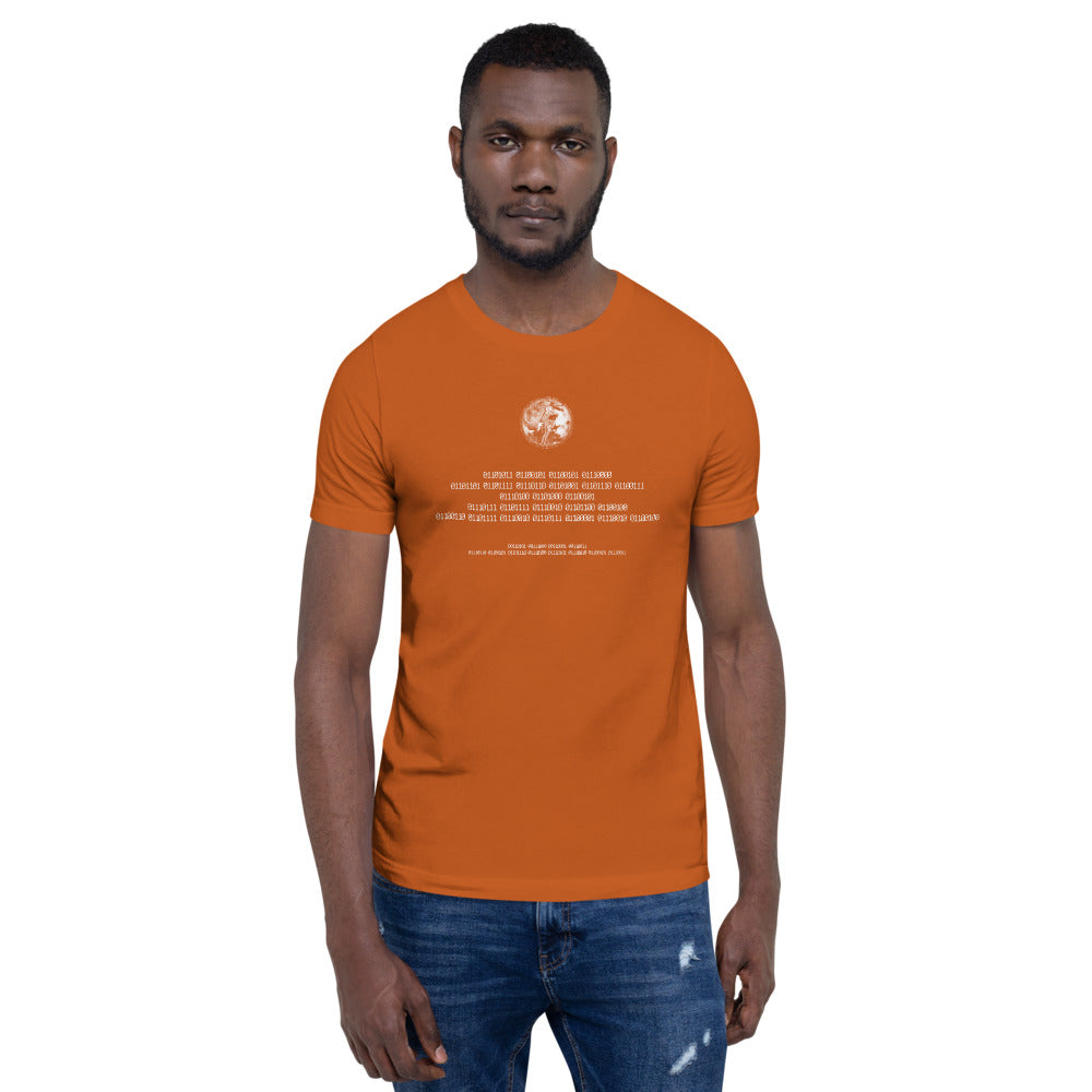 Binary Instructions To Keep Moving The World Forward With Venusian Earth In White on Unisex Premium T-Shirt - L-XL