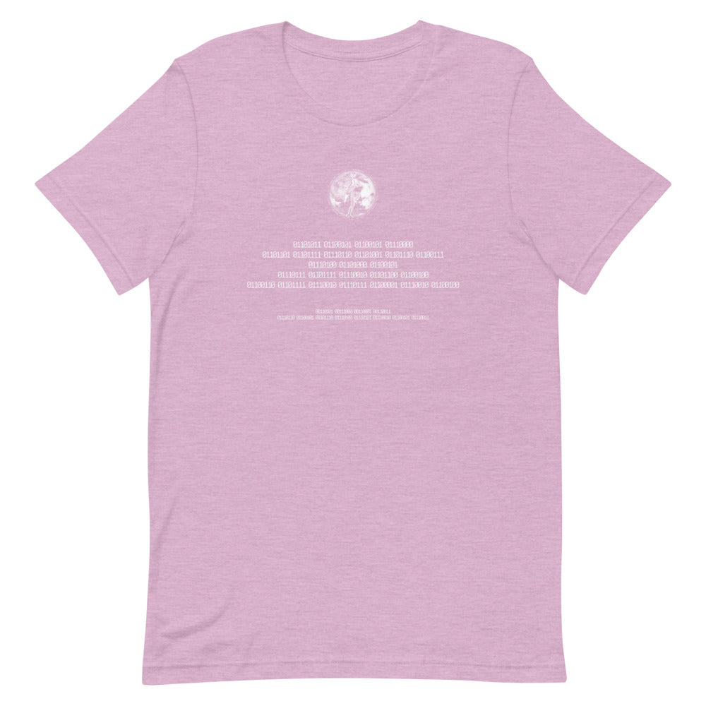 Binary Instructions To Keep Moving The World Forward With Venusian Earth In White on Unisex Premium T-Shirt - 2XL-5XL