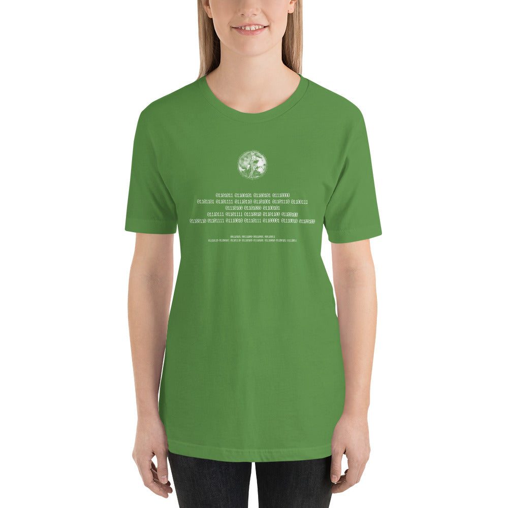 Binary Instructions To Keep Moving The World Forward With Venusian Earth In White on Unisex Premium T-Shirt - 2XL-5XL