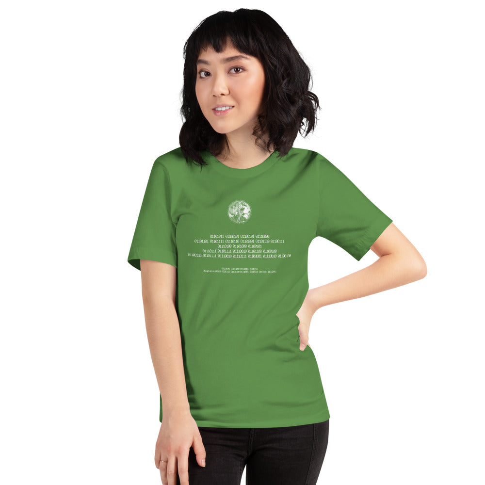 Binary Instructions To Keep Moving The World Forward With Venusian Earth In White on Unisex Premium T-Shirt - 2XL-5XL
