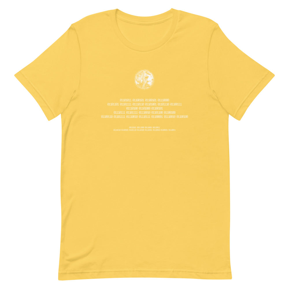 Binary Instructions To Keep Moving The World Forward With Venusian Earth In White on Unisex Premium T-Shirt - 2XL-5XL