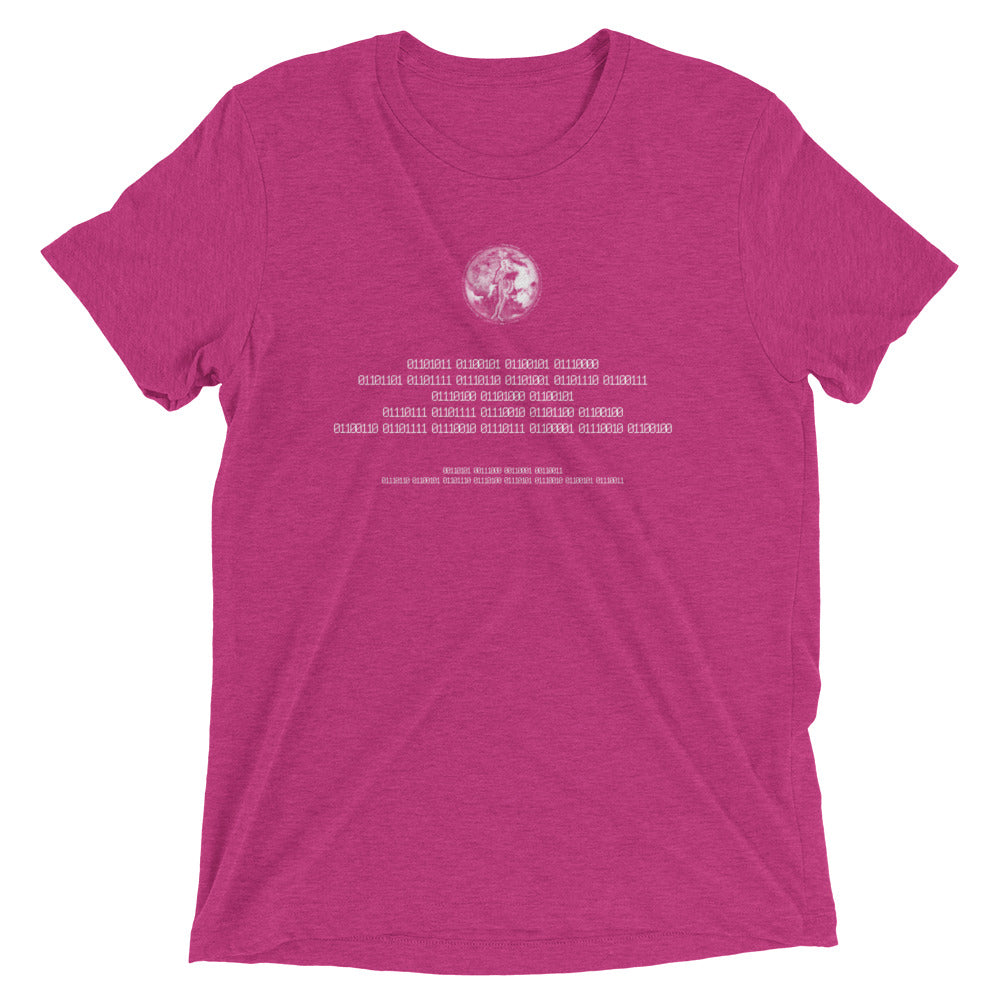 Binary Instructions To Keep Moving The World Forward With Venusian Earth In White on Unisex Tri-Blend Tee Shirt - XS-XL