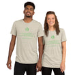 Binary Instructions To Keep Moving The World Forward With Vitruvian Earth In Green on Unisex Tri-Blend Tee Shirt