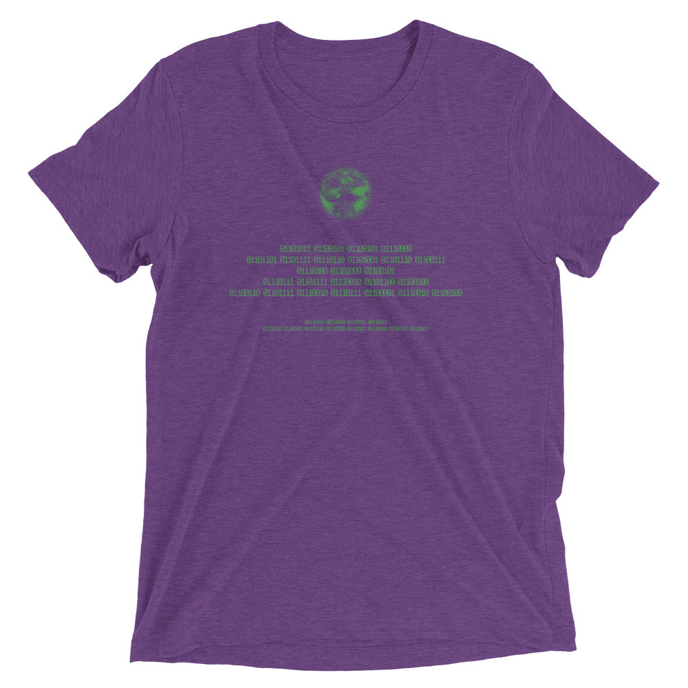 Binary Instructions To Keep Moving The World Forward With Vitruvian Earth In Green on Unisex Tri-Blend Tee Shirt