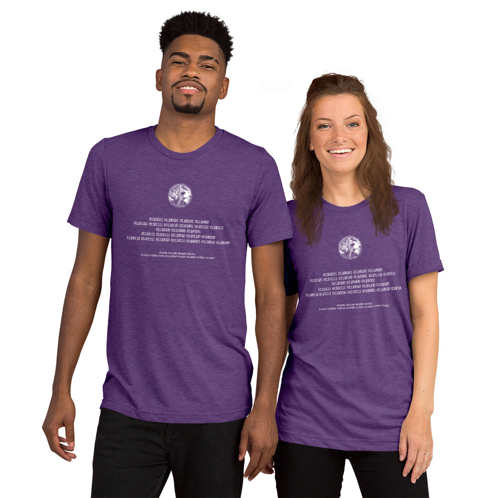 Binary Instructions To Keep Moving The World Forward With Venusian Earth In White on Unisex Tri-Blend Tee Shirt - XS-XL
