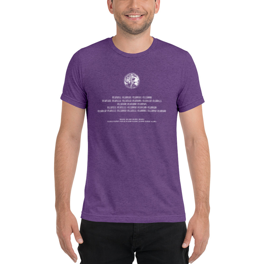 Binary Instructions To Keep Moving The World Forward With Venusian Earth In White on Unisex Tri-Blend Tee Shirt - XS-XL