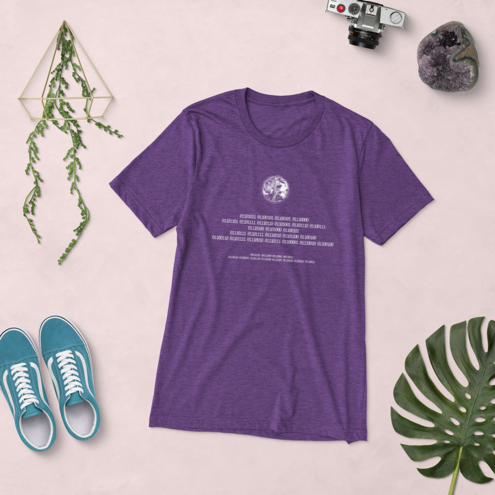Binary Instructions To Keep Moving The World Forward With Venusian Earth In White on Unisex Tri-Blend Tee Shirt - XS-XL