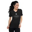 Binary Instructions To Keep Moving The World Forward With Venusian Earth In White on Unisex Short Sleeve V-Neck T-Shirt
