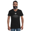 Binary Instructions To Keep Moving The World Forward With Venusian Earth In White on Unisex Short Sleeve V-Neck T-Shirt