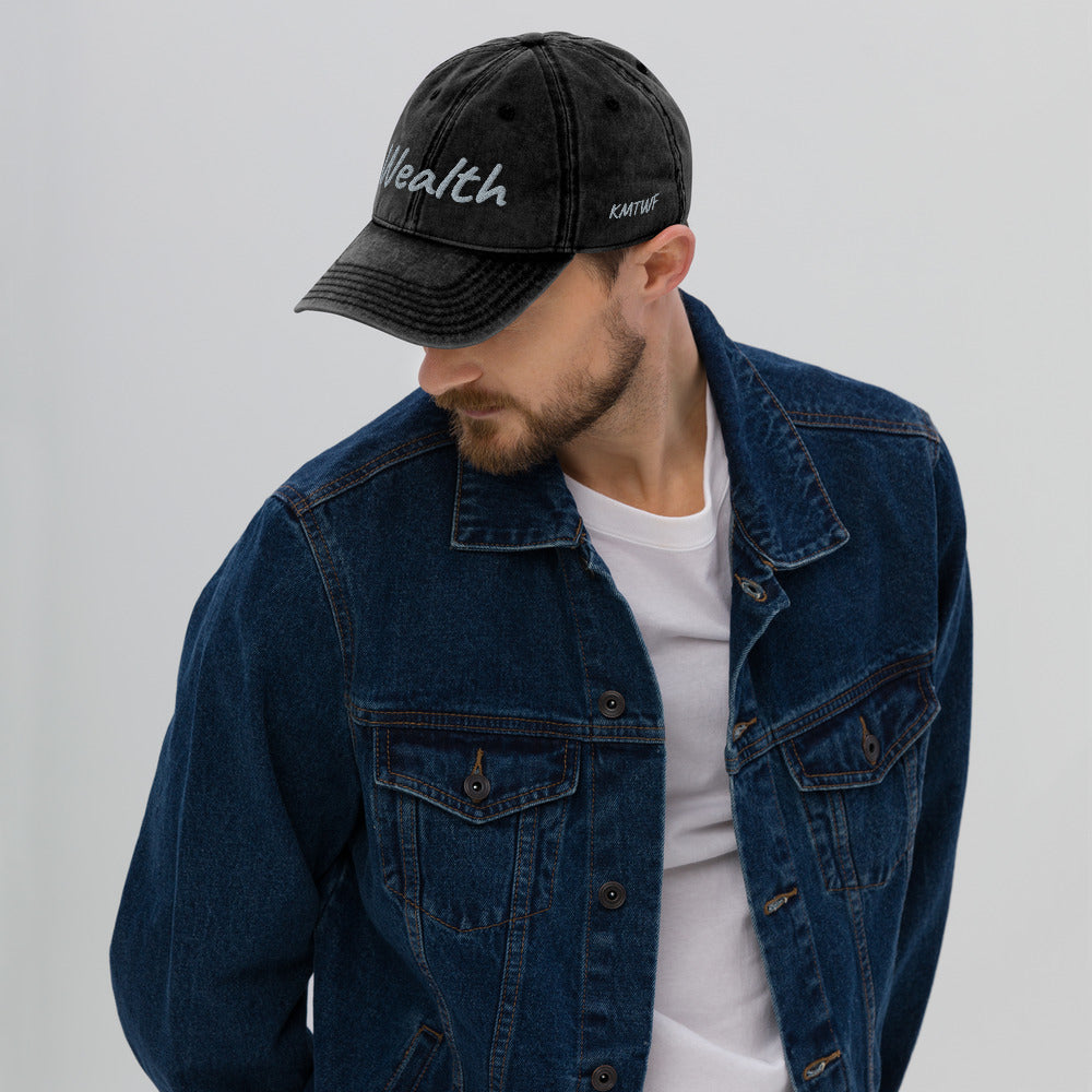 Wealth In Silver Embroidery on Vintage Baseball Cap