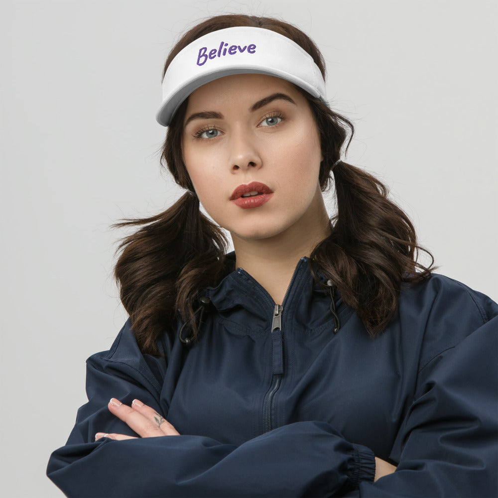 Believe In Amethyst Embroidery On Visor