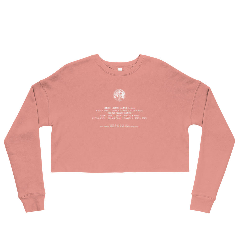 Binary Instructions To Keep Moving The World Forward With Venusian Earth In White on Women's Crop Sweatshirt