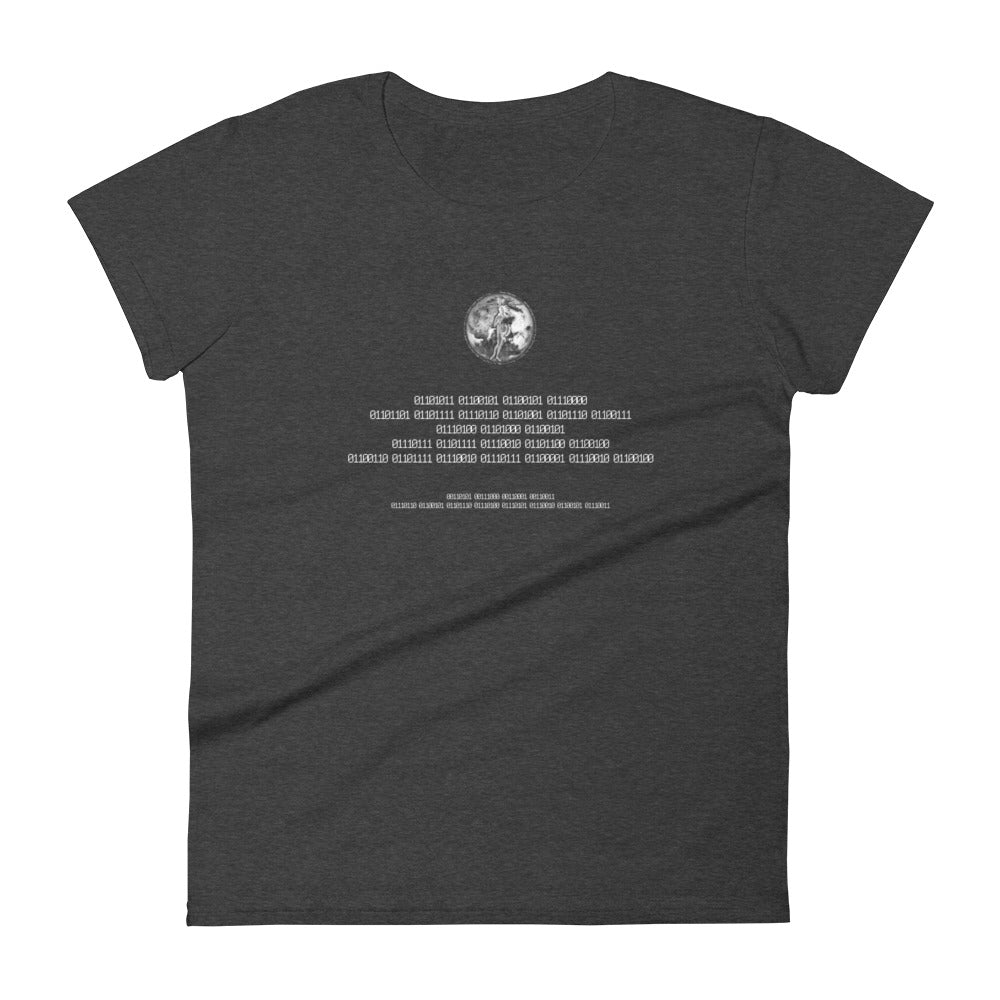 Binary Instructions To Keep Moving The World Forward With Venusian Earth In White on Women's Fashion Fit T-Shirt