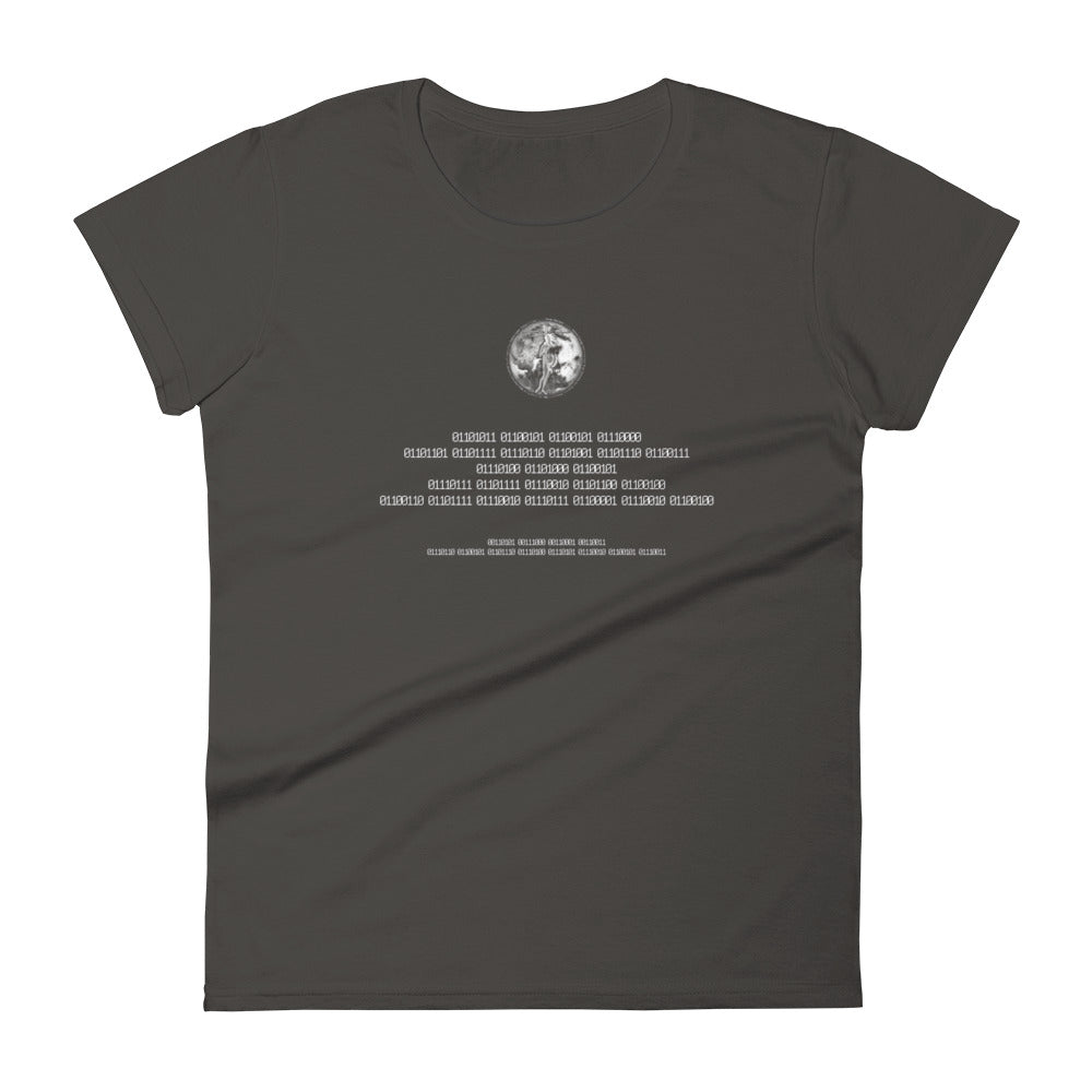 Binary Instructions To Keep Moving The World Forward With Venusian Earth In White on Women's Fashion Fit T-Shirt
