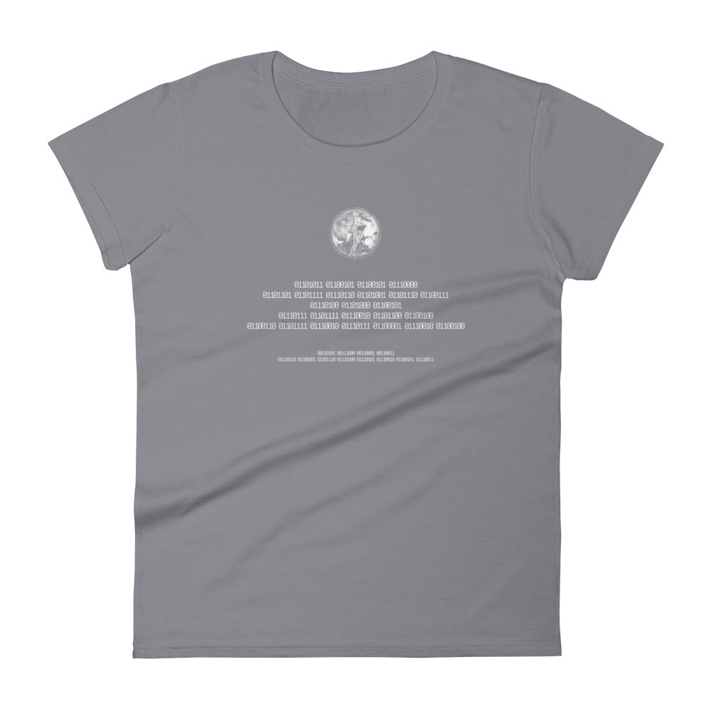 Binary Instructions To Keep Moving The World Forward With Venusian Earth In White on Women's Fashion Fit T-Shirt