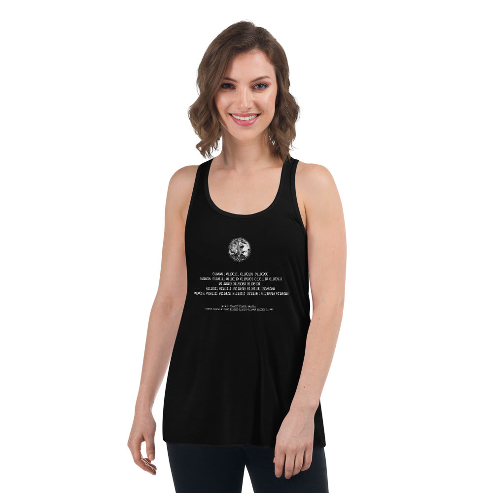 Binary Instructions To Keep Moving The World Forward With Venusian Earth In White on Women's Flowy Racerback Tank Top