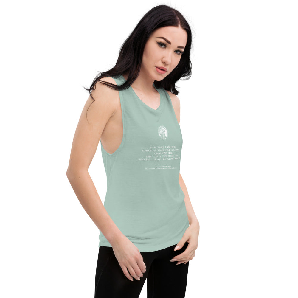 Binary Instructions To Keep Moving The World Forward With Venusian Earth In White on Women's Muscle Tank Top