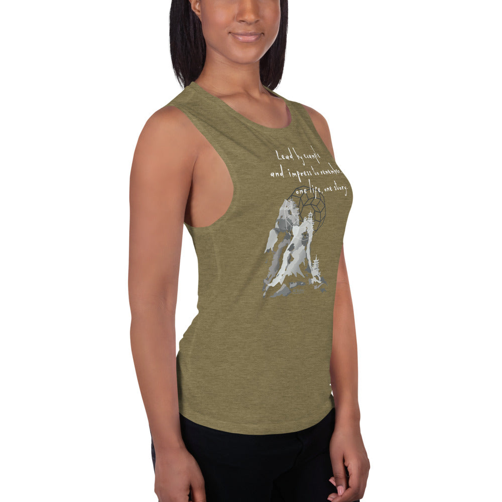 Lead By Example Haiku With Mountain Shrines on Women's Muscle Tank Top