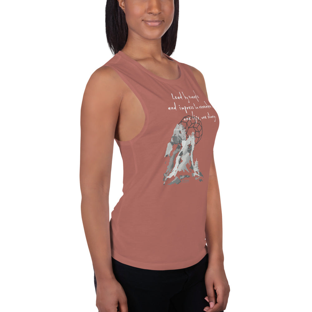 Lead By Example Haiku With Mountain Shrines on Women's Muscle Tank Top