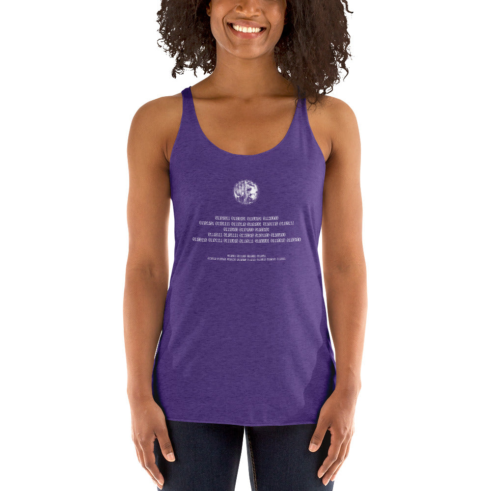 Binary Instructions To Keep Moving The World Forward With Venusian Earth In White on Women's Racerback Tank Top