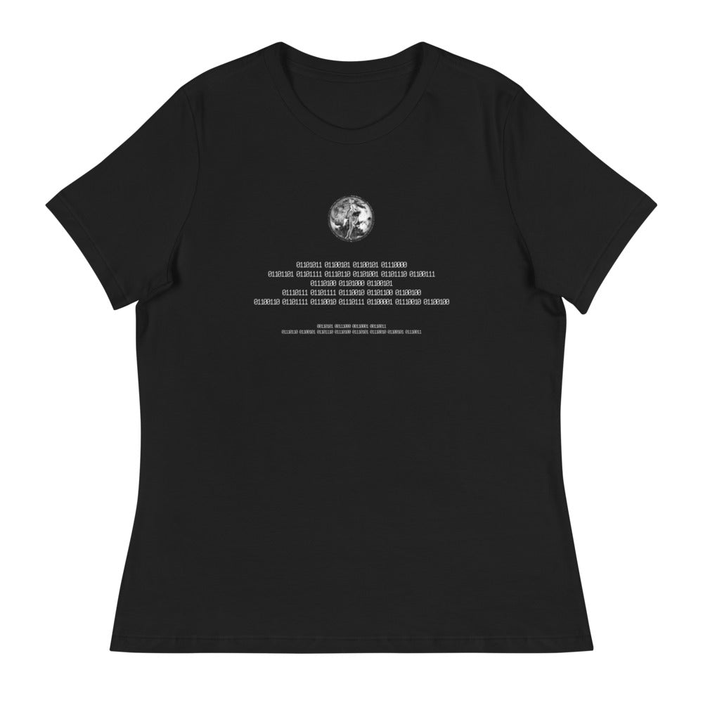 Binary Instructions To Keep Moving The World Forward With Venusian Earth In White on Women's Relaxed Fit T-Shirt