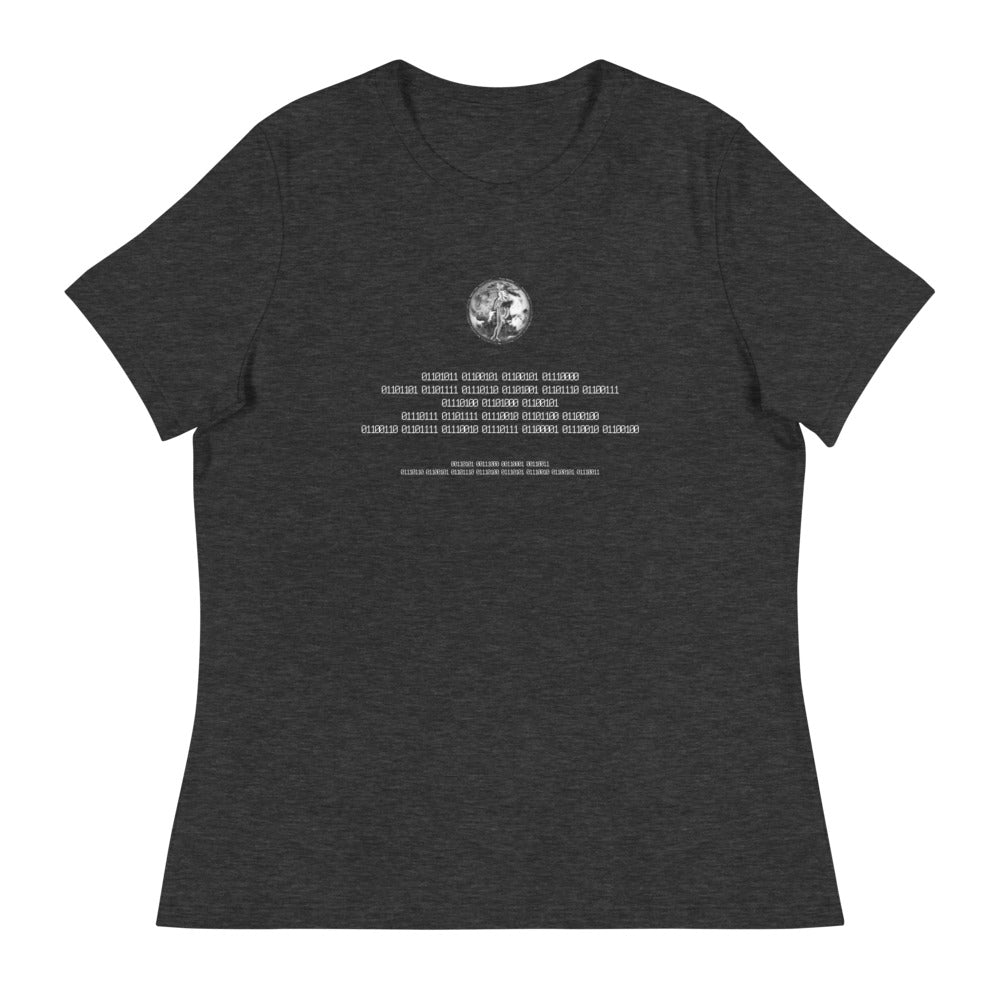 Binary Instructions To Keep Moving The World Forward With Venusian Earth In White on Women's Relaxed Fit T-Shirt