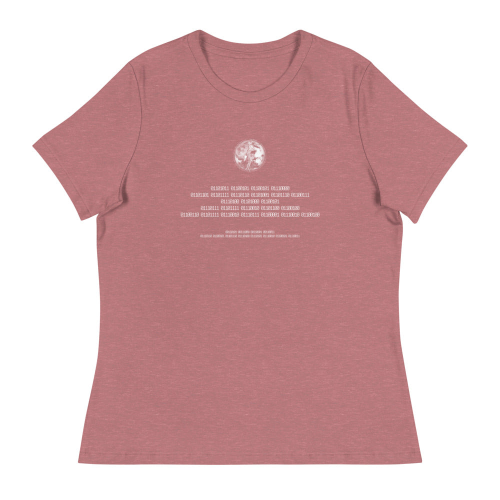 Binary Instructions To Keep Moving The World Forward With Venusian Earth In White on Women's Relaxed Fit T-Shirt