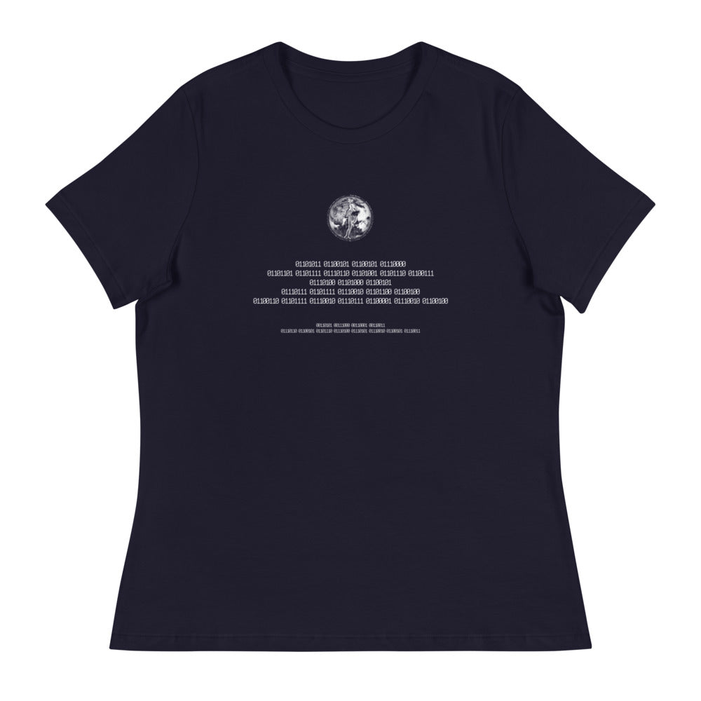 Binary Instructions To Keep Moving The World Forward With Venusian Earth In White on Women's Relaxed Fit T-Shirt