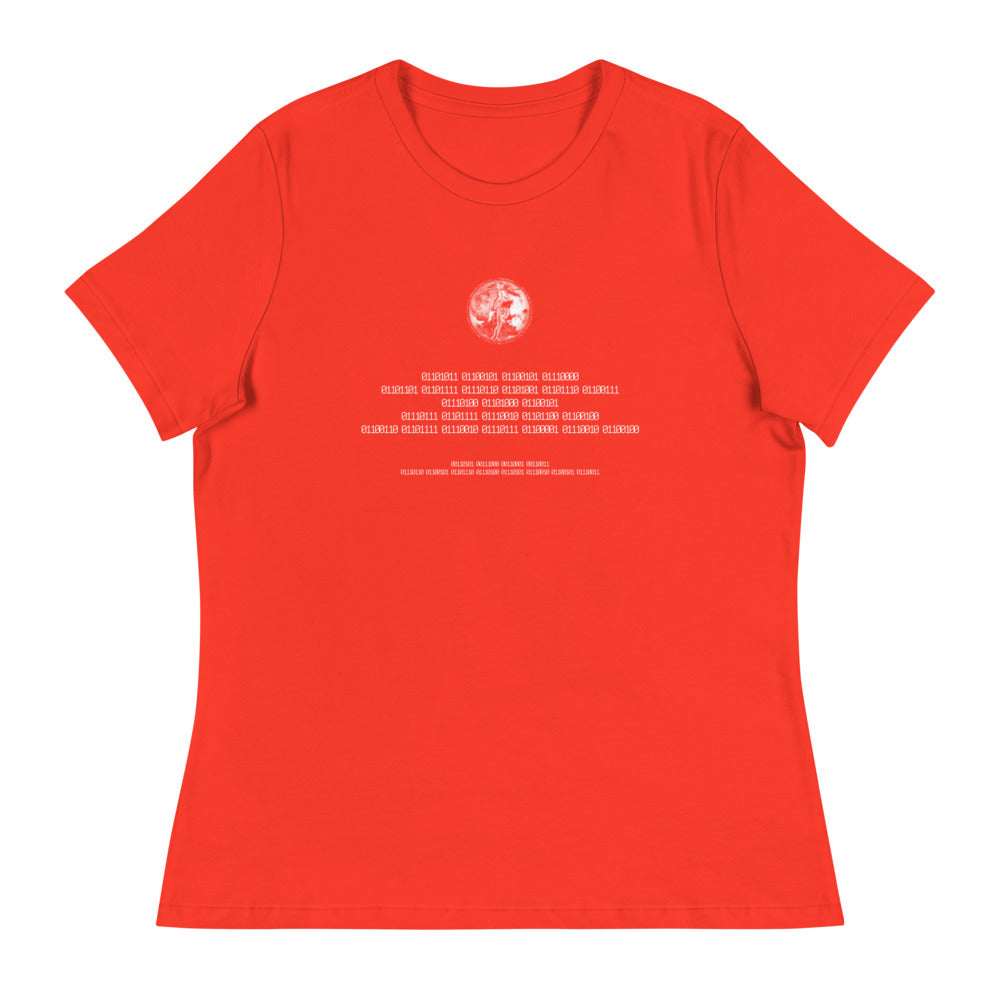 Binary Instructions To Keep Moving The World Forward With Venusian Earth In White on Women's Relaxed Fit T-Shirt