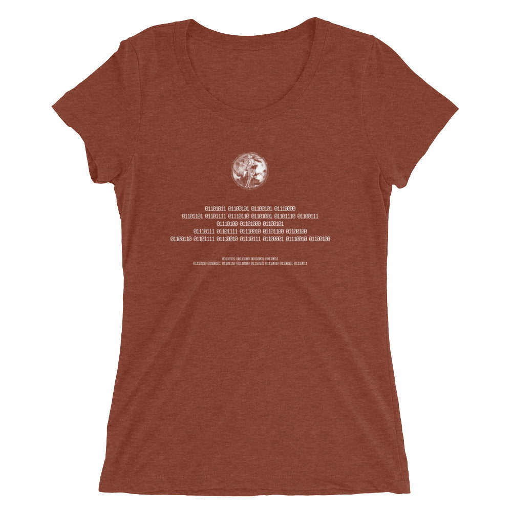 Binary Instructions To Keep Moving The World Forward With Venusian Earth In White on Women's Tri-Blend Tee Shirt