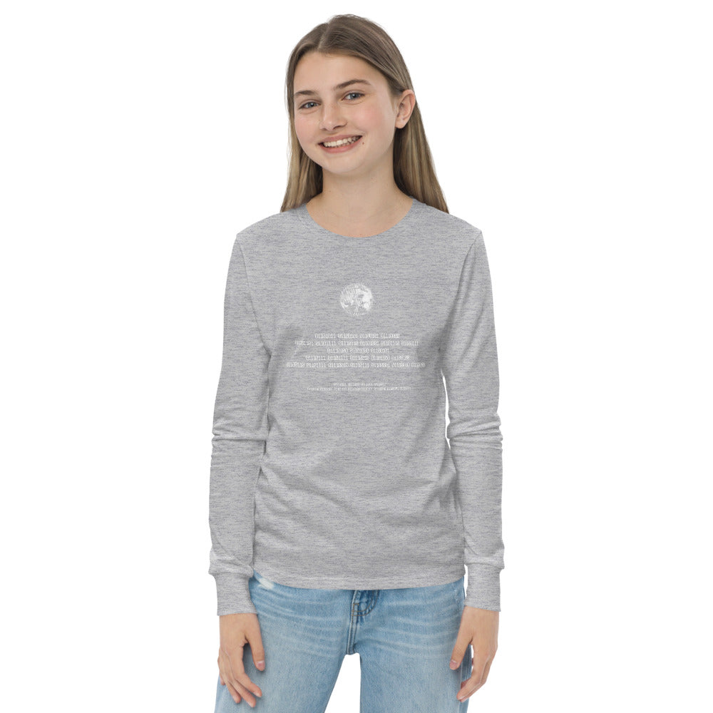 Binary Instructions To Keep Moving The World Forward With Venusian Earth In White on Youth Long Sleeve T-Shirt