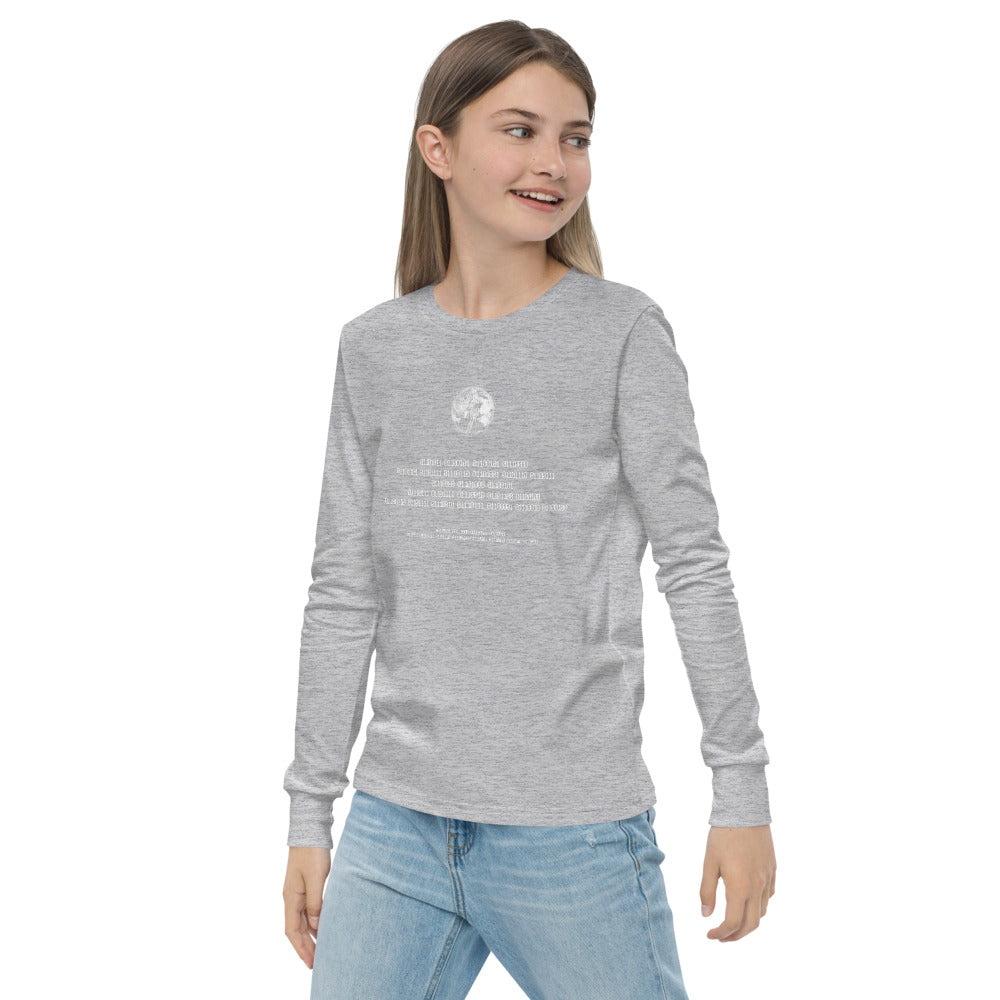Binary Instructions To Keep Moving The World Forward With Venusian Earth In White on Youth Long Sleeve T-Shirt